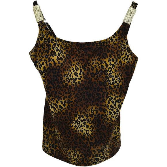 Miraclesuit Tankini Leopard Swimsuit Top Padded Scoop Neck Beach Multicolor 12 - Picture 1 of 5